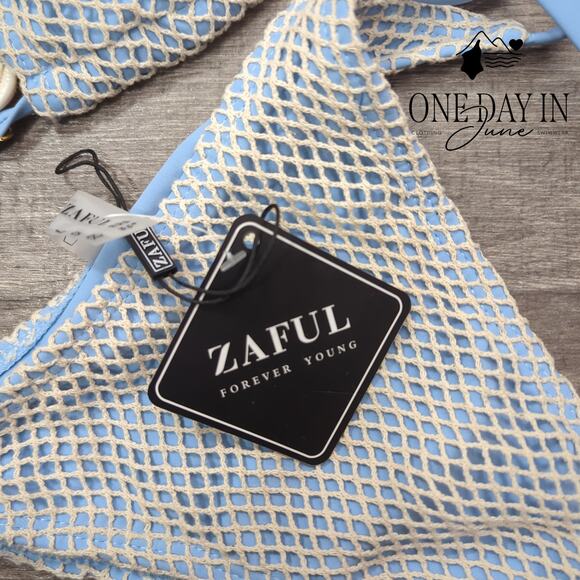 Zaful High Cut Tie Side Tie Back Bikini Swimsuit Size M - Picture 4 of 7